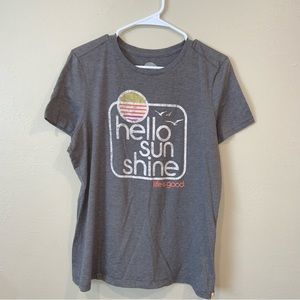 Hello sunshine life is good Grey graphic t shirt L